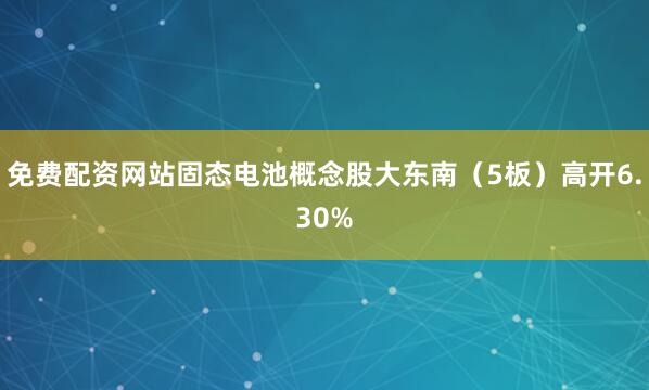 免费配资网站固态电池概念股大东南（5板）高开6.30%