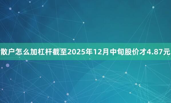 散户怎么加杠杆截至2025年12月中旬股价才4.87元