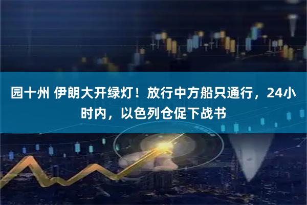 园十州 伊朗大开绿灯！放行中方船只通行，24小时内，以色列仓促下战书