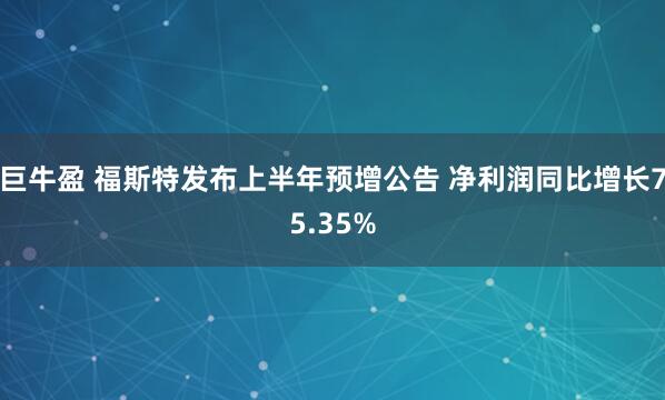 巨牛盈 福斯特发布上半年预增公告 净利润同比增长75.35%